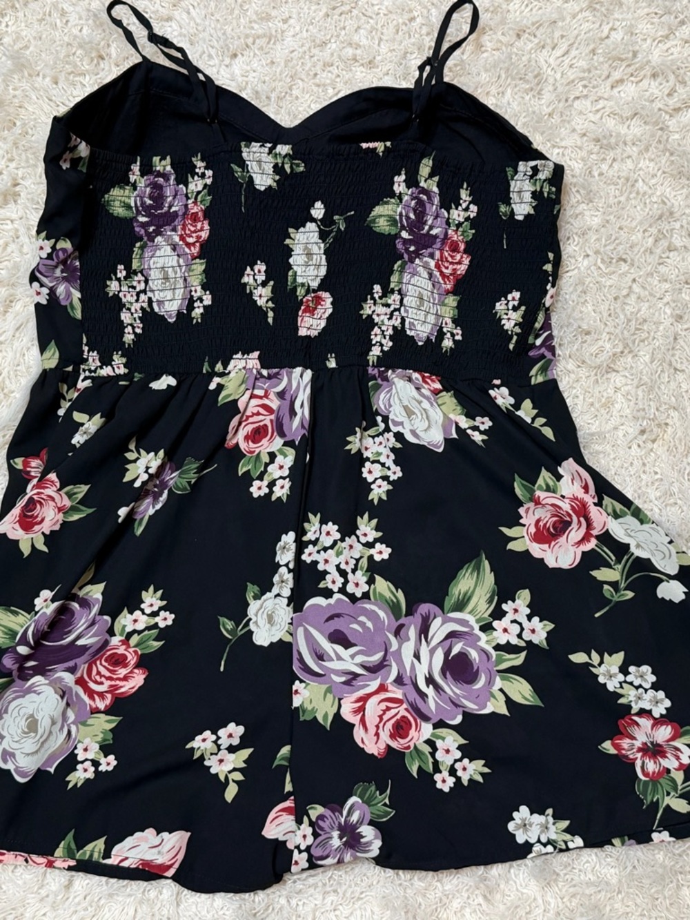 NWOT women’s size XL Floral Black Spaghetti-Strap Romper - Picture 6 of 7